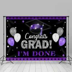 Lofaris Purple And Silver Glitter Ballons Grad Party Backdrop