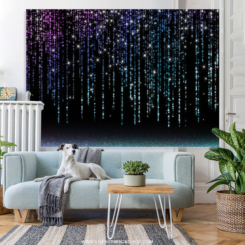 Lofaris Purple Blue Bokeh Glitter Black Birthday Party Backdrop