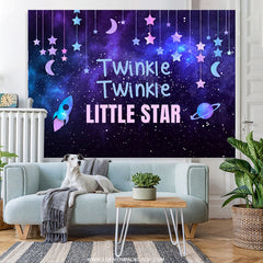Lofaris Purple Blue Star Night Baby Shower Backdrop For Decro