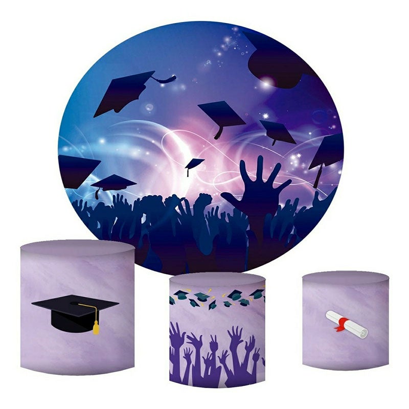 Lofaris Purple Bokeh Round Happy Graduation Party Backdrop Kit