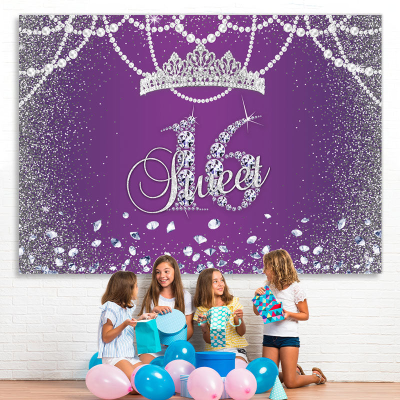 Lofaris Purple Bokeh Sweet 16 Birhtday Backdrop Princess Girl