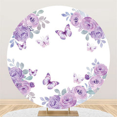 Lofaris Purple Butterflies Are Flying Birthday Circle Backdrop