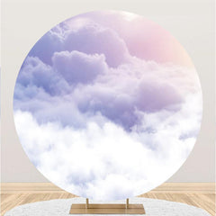 Lofaris Purple Cloudy Round Baby Shower Backdrop Decoration