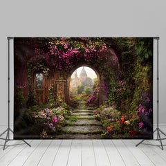 Lofaris Purple Floral Gate Castle Spring Party Backdrop