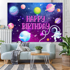 Lofaris Purple Galaxy Cute Planet Pink Happy Birthday Backdrop