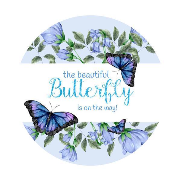 Lofaris Purple-Green Plant Butterfly Round Baby Shower Backdrop