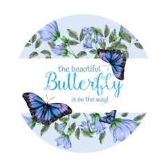 Lofaris Purple-Green Plant Butterfly Round Baby Shower Backdrop