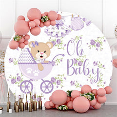 Sweet Couple Pink Flower Car Glitter Round Valentines Backdrop