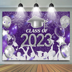 Lofaris Purple Silver Balloon 2023 Graduation Party Backdrop