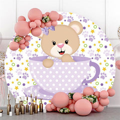 Pink Teddy Hold Pillow Theme Circle Baby Shower Backdrop