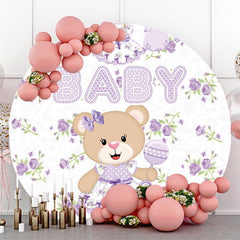 Blue Curtain With Crown Boy Circle Baby Shower Backdrop