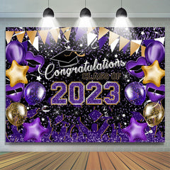 Lofaris Purple Yellow Balloons 2023 Congrats Grad Backdrop