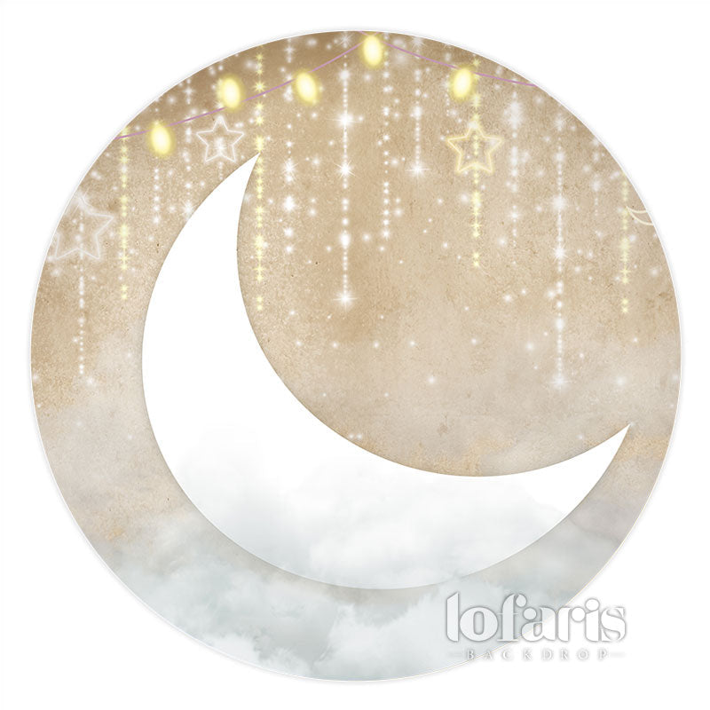 Lofaris Quiet Moon With Glitter Line And Star Circle Backdrop