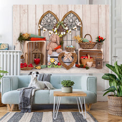 Lofaris Rabbit And Carrot With Wooden Backdrop For Decoration