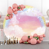 Lofaris Rainbow And Clouds Happy Birthday Party Circle Backdrop