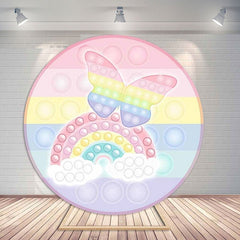 Balloon Bear Cartoon Happy Birthday Circle Backdrop