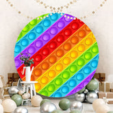 Lofaris Rainbow Color Pop It Birthday Party Round Backdrops