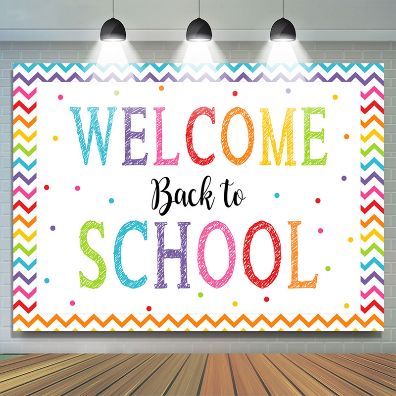 Lofaris Rainbow Color Stripes Welcome Back To School Backdrop
