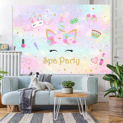 Lofaris Rainbow-Colored Watercolors Unicorn Spa Party Backdrop