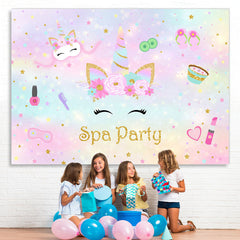 Lofaris Rainbow-Colored Watercolors Unicorn Spa Party Backdrop