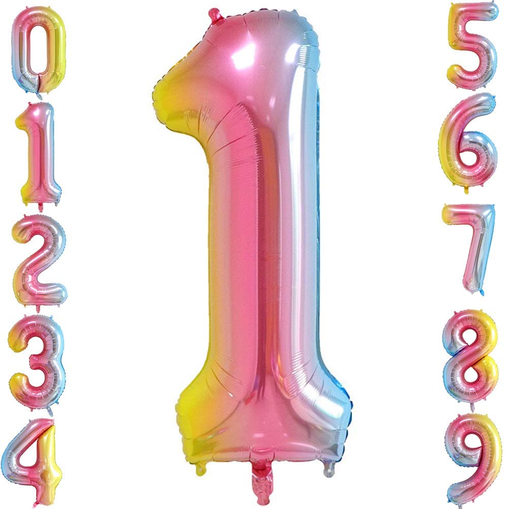 Lofaris Rainbow DIY Number Balloons 40 inch Party Decoration