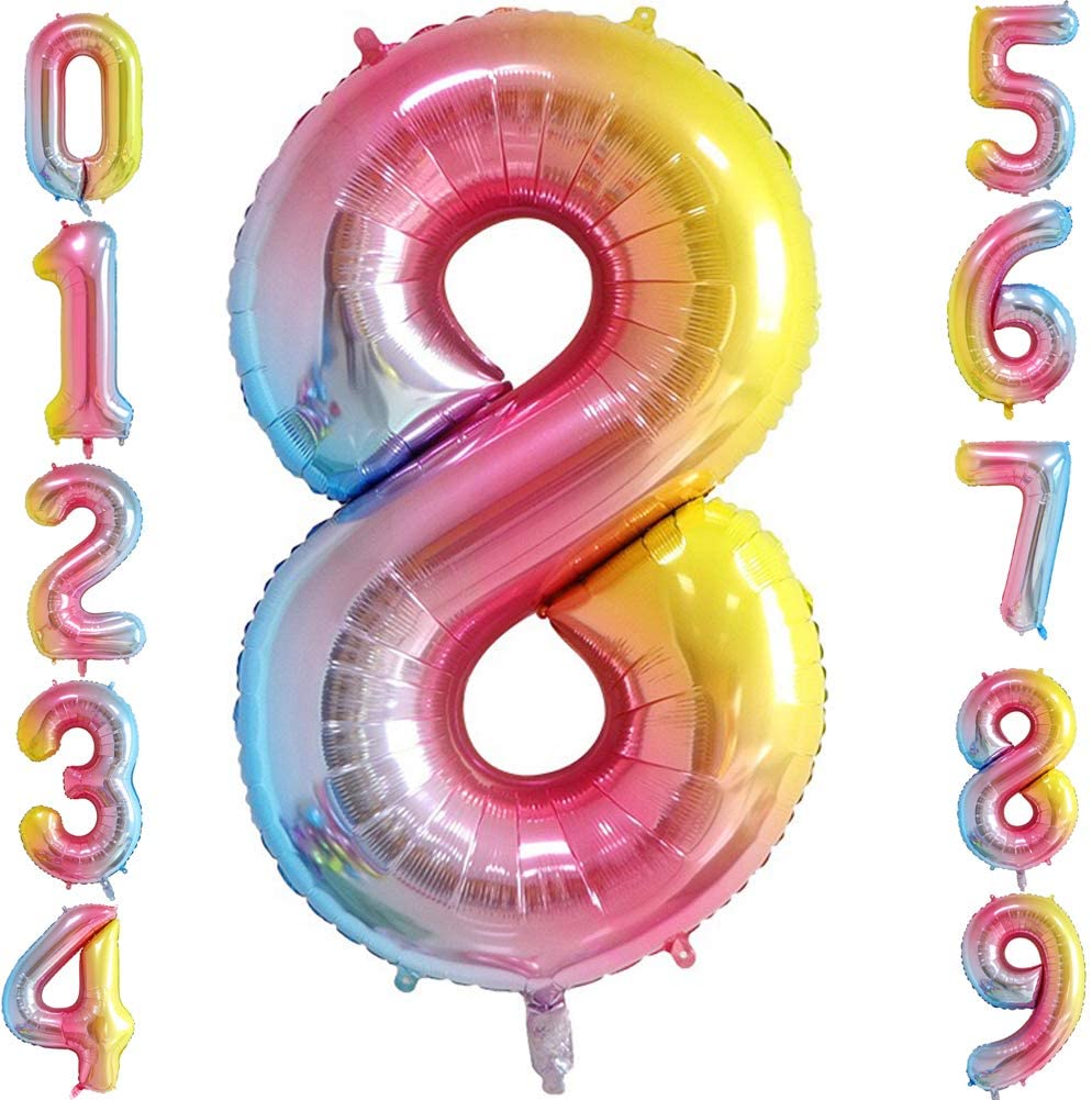 Lofaris Rainbow DIY Number Balloons 40 inch Party Decoration