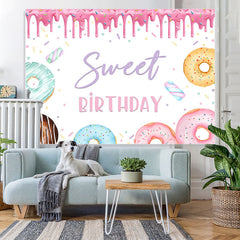 Lofaris Rainbow Donuts Happy Sweet Birthday Party Backdrop