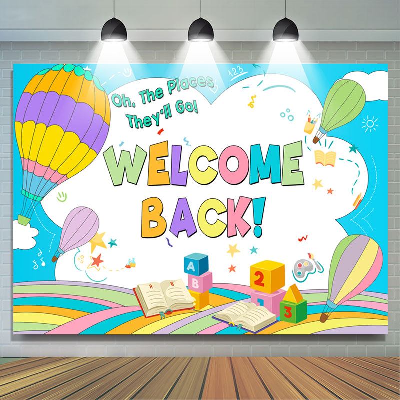 Lofaris Rainbow Fire Balloon Welcome Back To School Backdrop