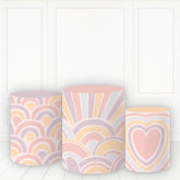 Lofaris Rainbow Heart Theme Plinth Cover Birthday Cake Table