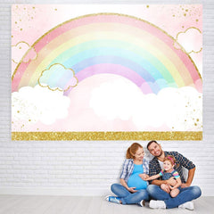 Lofaris Rainbow Watercolor Cloud Backdrop for Baby Shower