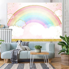Lofaris Rainbow Watercolor Cloud Backdrop for Baby Shower