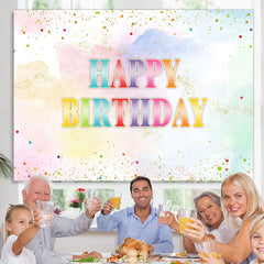 Lofaris Rainbow Watercolor Style Glitter Birthday Backdrop