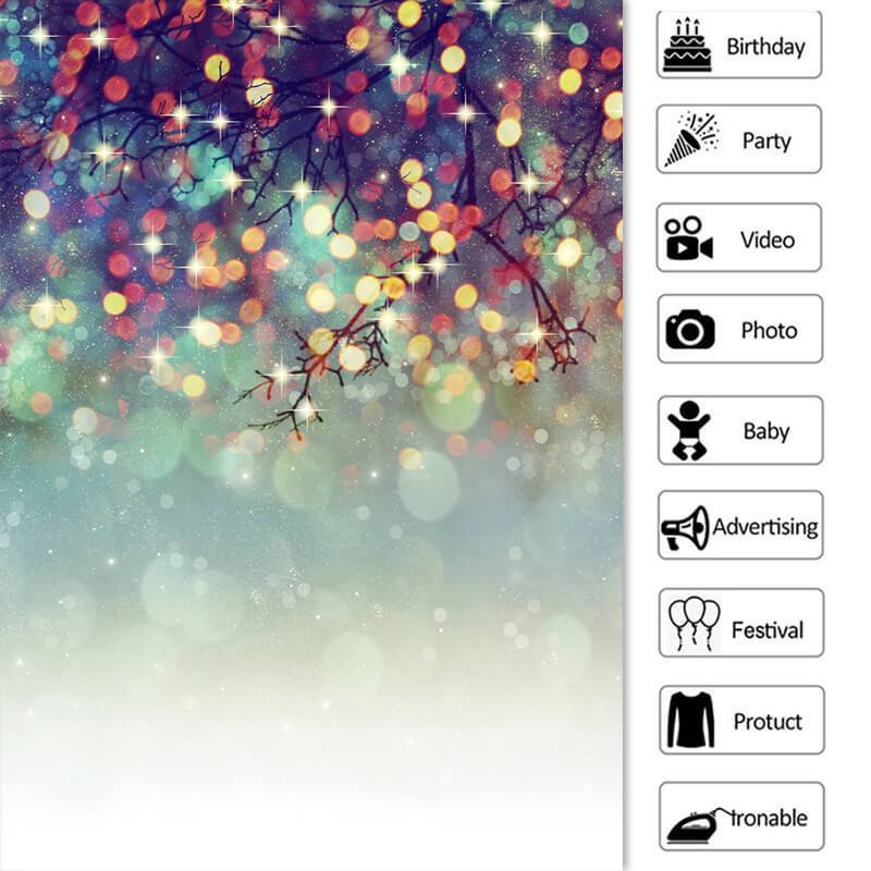 Lofaris Red And Gold Tree Glitter Christmas Bokeh Backdrop for Party