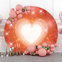 Lofaris Red And Love Bokeh Glitter Round Valentines Backdrop