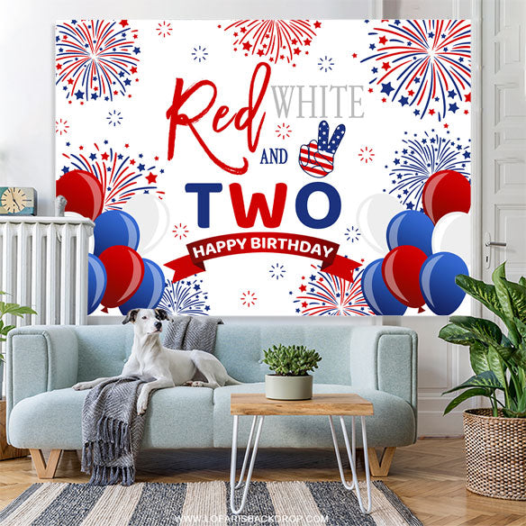 Lofaris Red And White Balloons Spark 2nd Birthday Backdrop