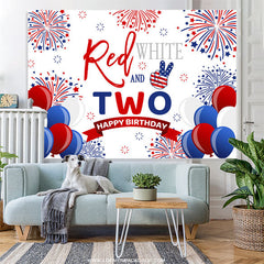 Lofaris Red And White Balloons Spark 2nd Birthday Backdrop