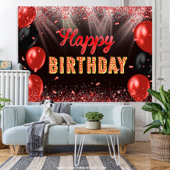 Lofaris Red Balloon Stage Light Happy Birthday Backdrop