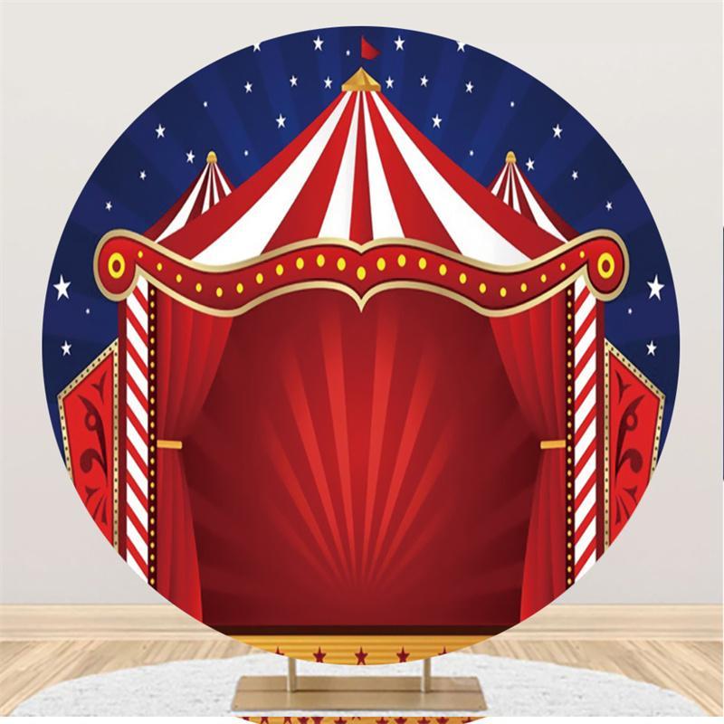 Lofaris Red Carpet Circus Stage With Blue Sky Circle Backdrop