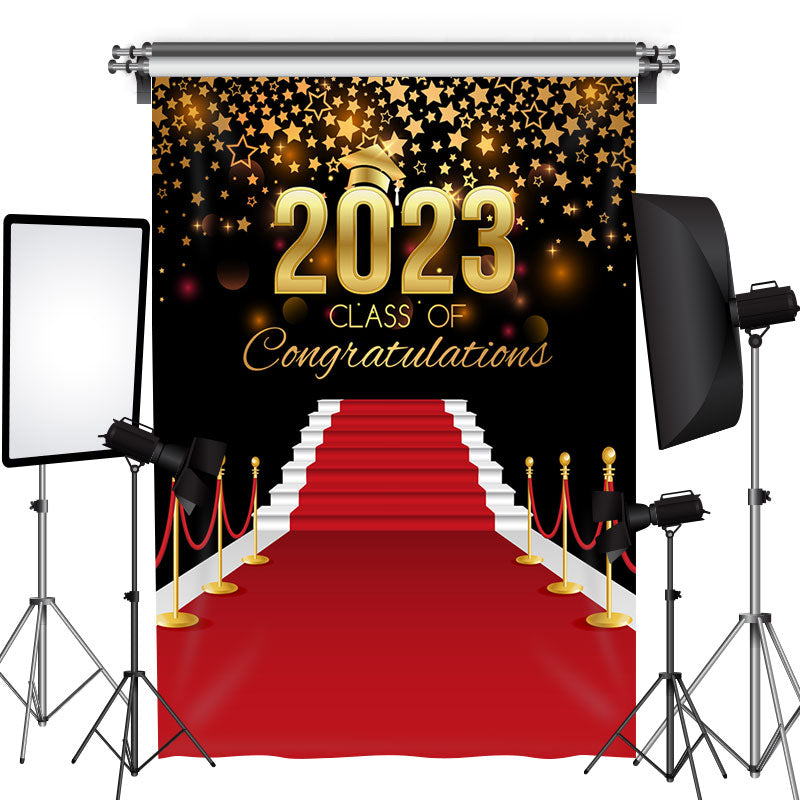 Lofaris Red Carpet Gold Stars 2023 Congrats Grad Backdrop