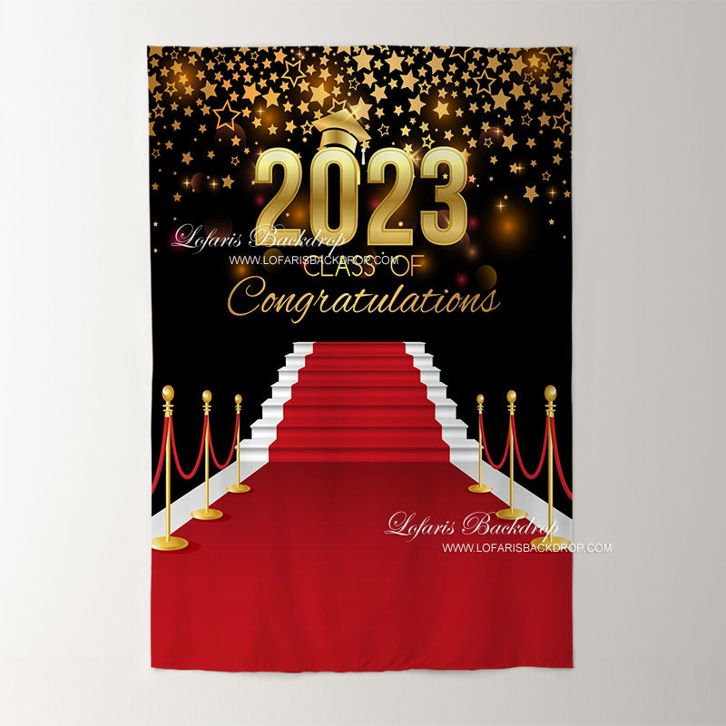 Lofaris Red Carpet Gold Stars 2023 Congrats Grad Backdrop
