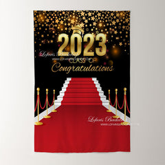 Lofaris Red Carpet Gold Stars 2023 Congrats Grad Backdrop