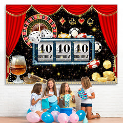 Lofaris Red Curtain Turntable Dice Backdrop For 40Th Birthday