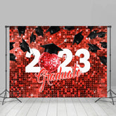 Lofaris Red Disco Bokeh Fallen Hat Graduate 2023 Backdrop