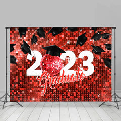 Lofaris Red Disco Bokeh Fallen Hat Graduate 2023 Backdrop