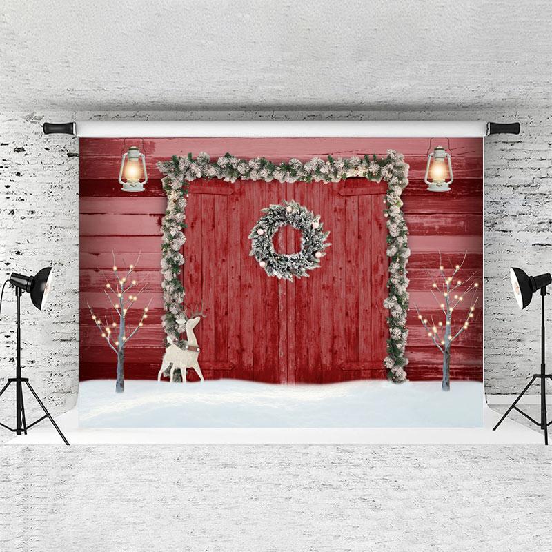 Lofaris Red Door Elk Sconce Lights Tree Backdrops for Christmas