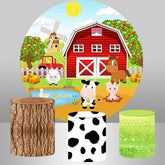 Lofaris Red Farm Round Backdrop For Kids Happy Birthday