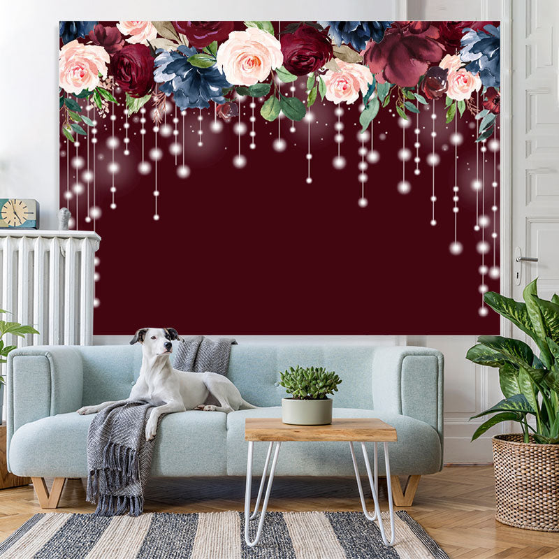 Lofaris Red Floral And Light Birthday Backdrop For Decoration