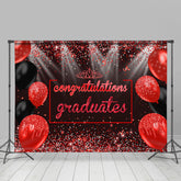 Lofaris Red Glitter Balloons Congrats Graduation Backdrop