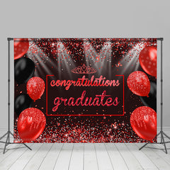 Lofaris Red Glitter Balloons Congrats Graduation Backdrop
