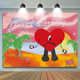 Lofaris Red Heart Happy Birthday Backdrop For Photography